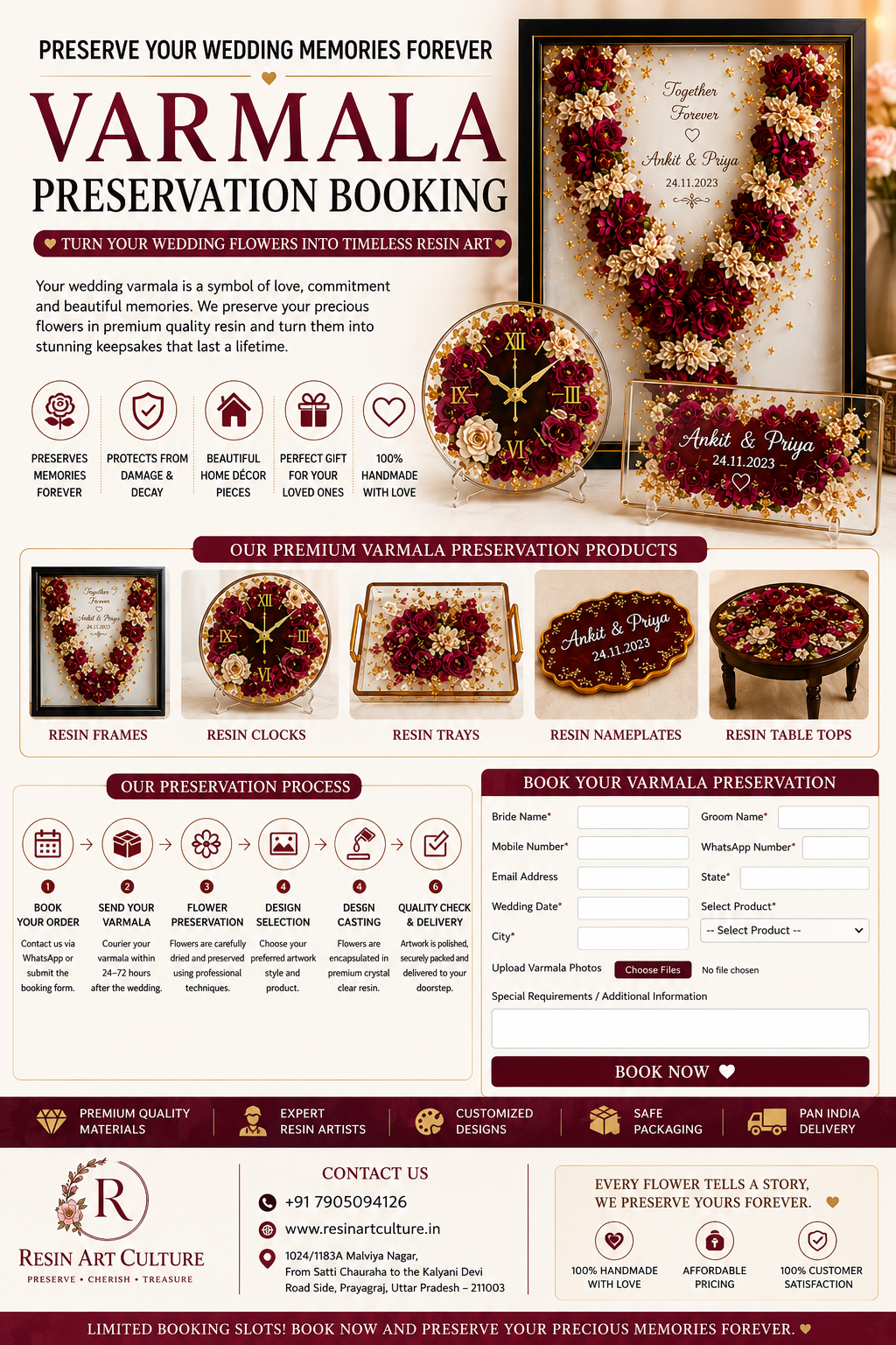 Book Varmala Preservation Online | Wedding Garland Preservation in Resin