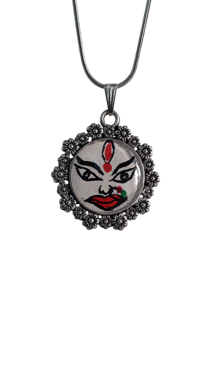 Resin Silver Chain Durga Maa Pendant