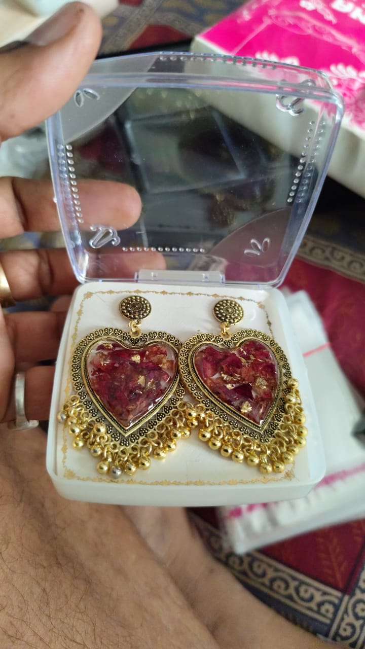 Resin Rose Flower Jhumka