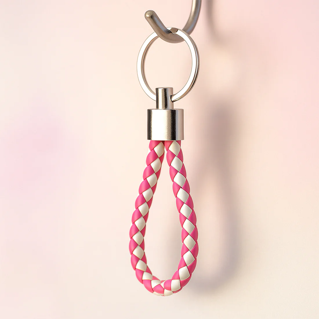 Leather Style Keychain with Mix Color Metal Ring