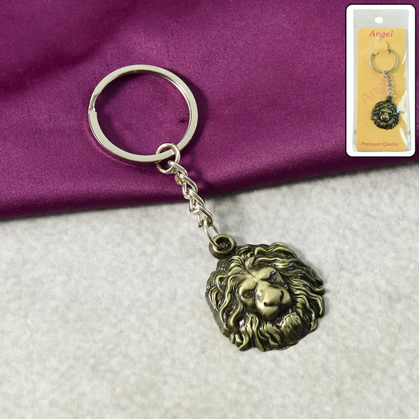 Lion Head Metal Keychain