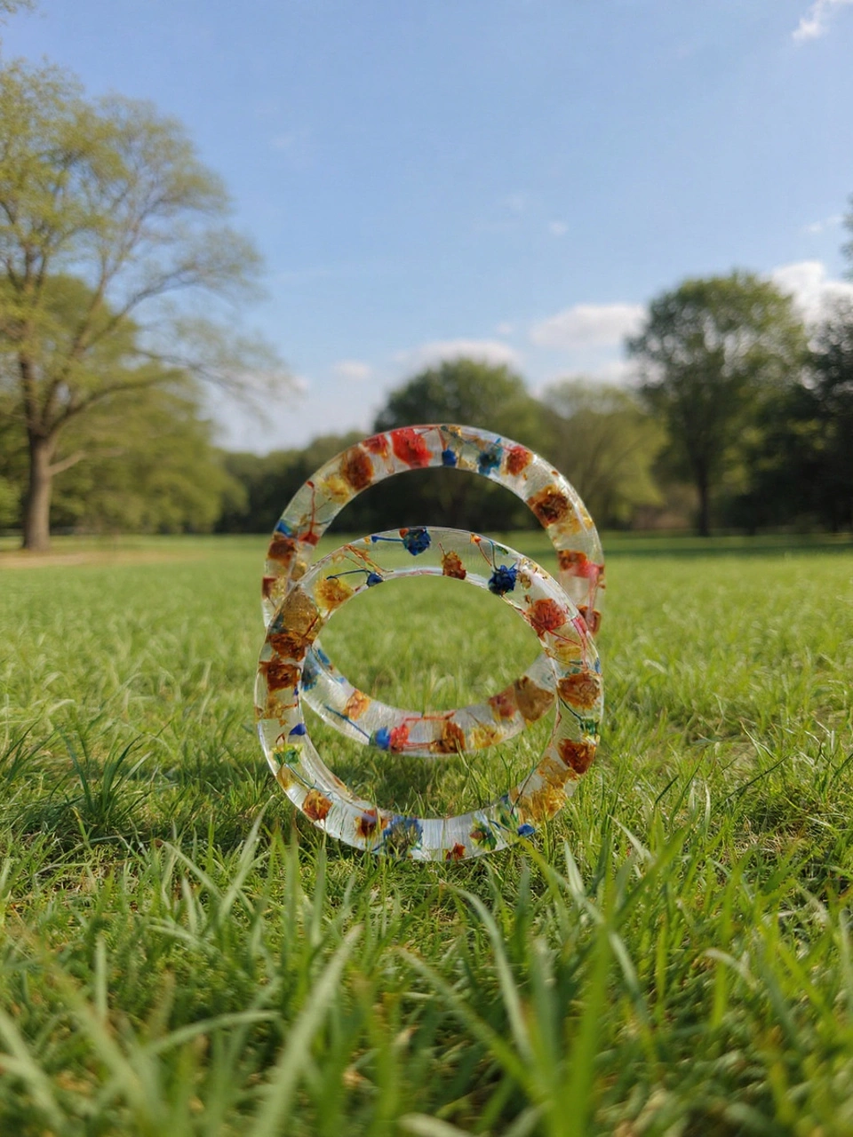 Resin Multicolor Size 2-6 Flower Bangles Handmade Transparent  Floral Elegance Per Pair