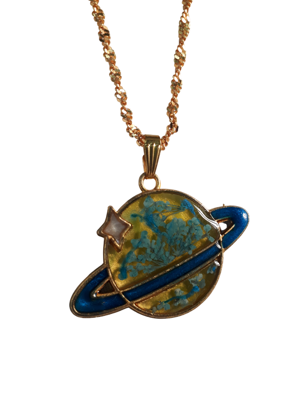 Resin Golden Chain Globe Flower Pendant