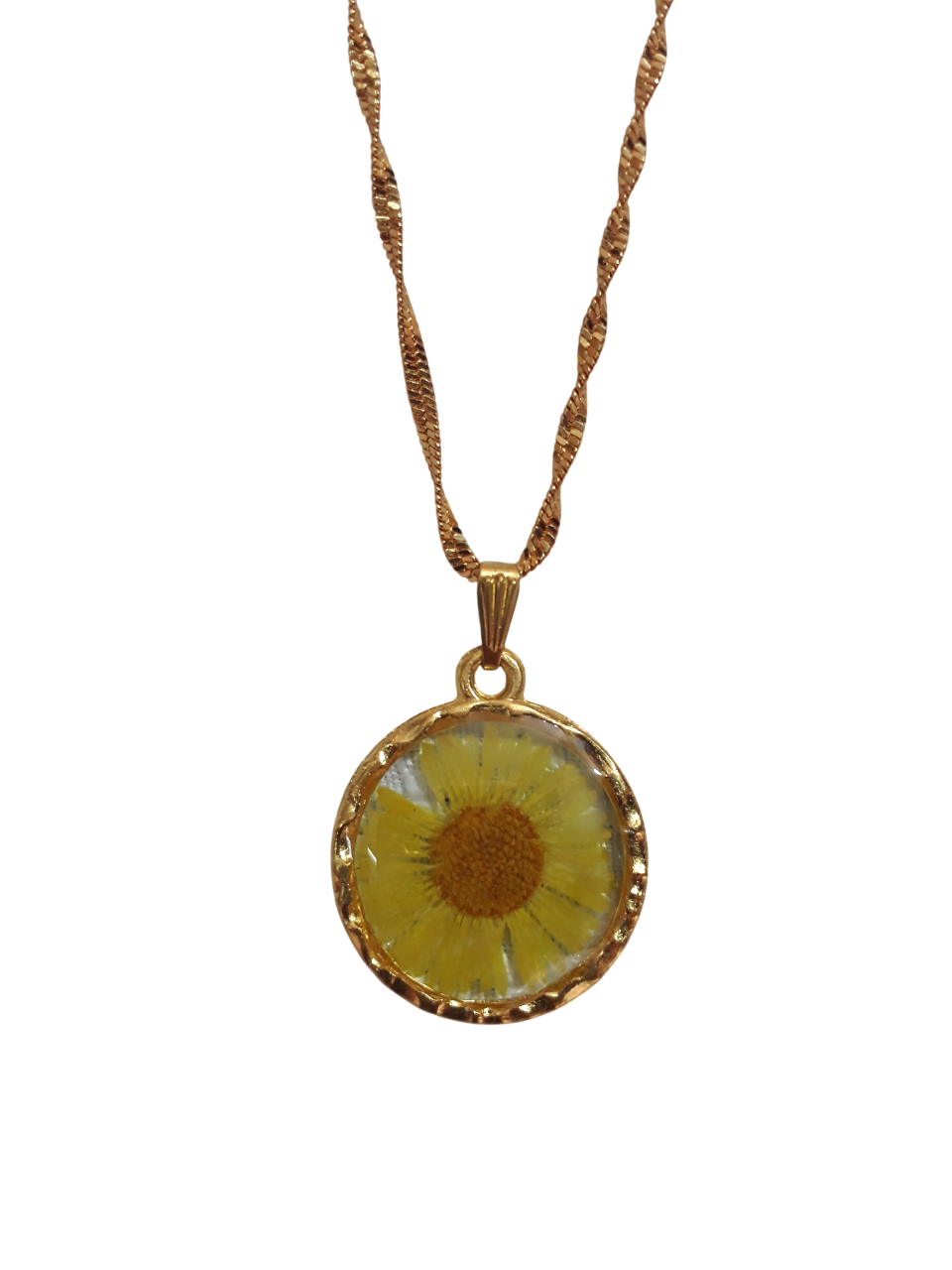 Resin Golden Chain Yellow Flower Pendant