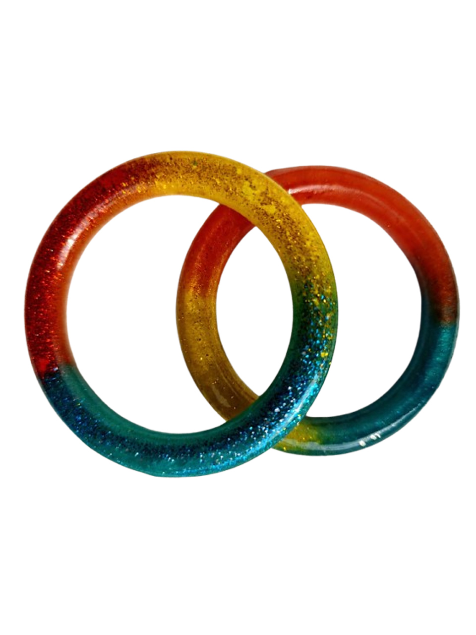 Tri Color Size 2-6 Glitter Resin Bangles Handmade Colorful Resin Jewellery  Per Pair