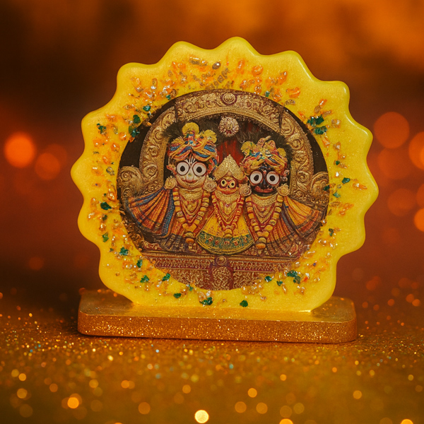 Decorative Jagannath Balabhadra Subhadra Photo Frame – Resin Table Showpiece