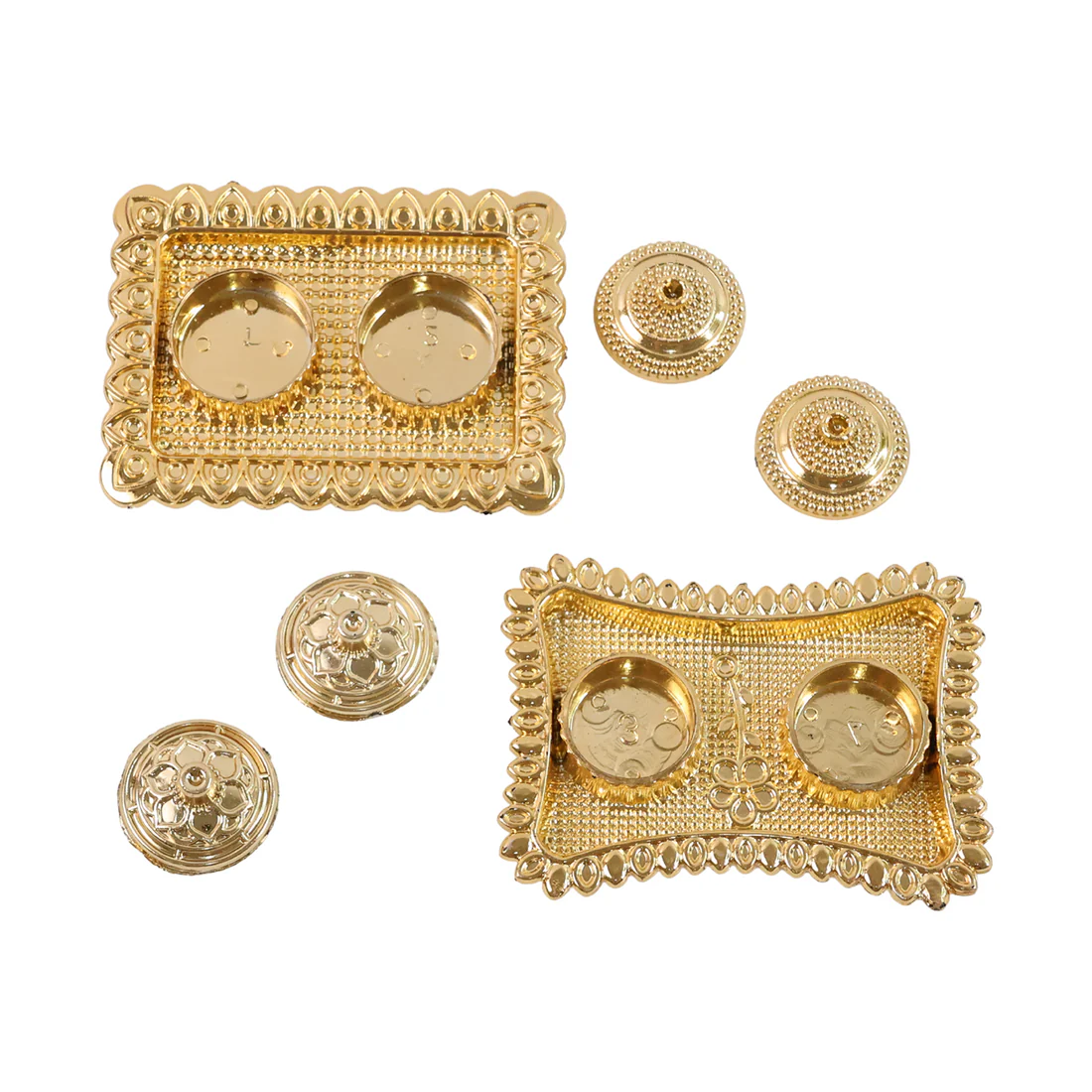 Ornate Rectangular Pooja Tilak Plate Mix Design  1 Pc