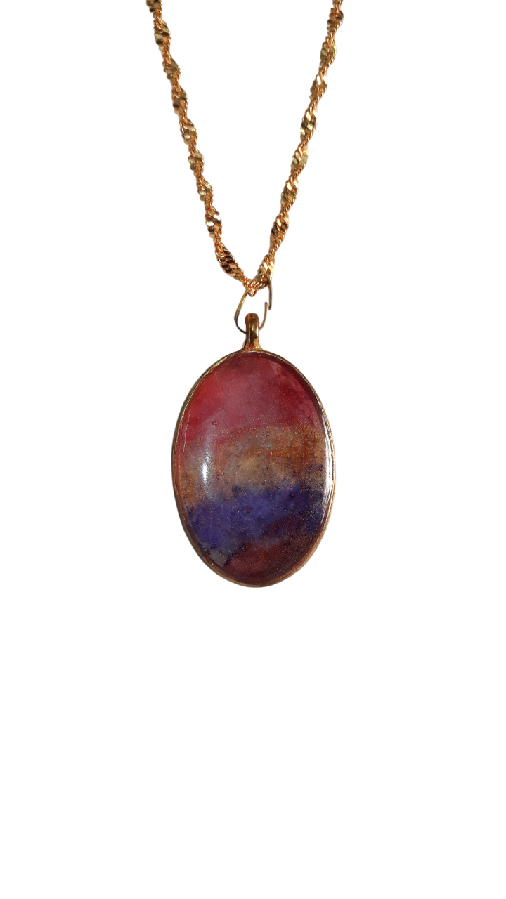 Resin Golden Chain Tri Color Pendant